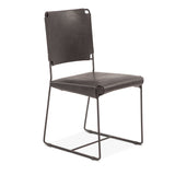 New York 18" Dining Chair in Black Buffalo Leather and Iron, Set of 2 from Home Trends & Design - Luna Furniture