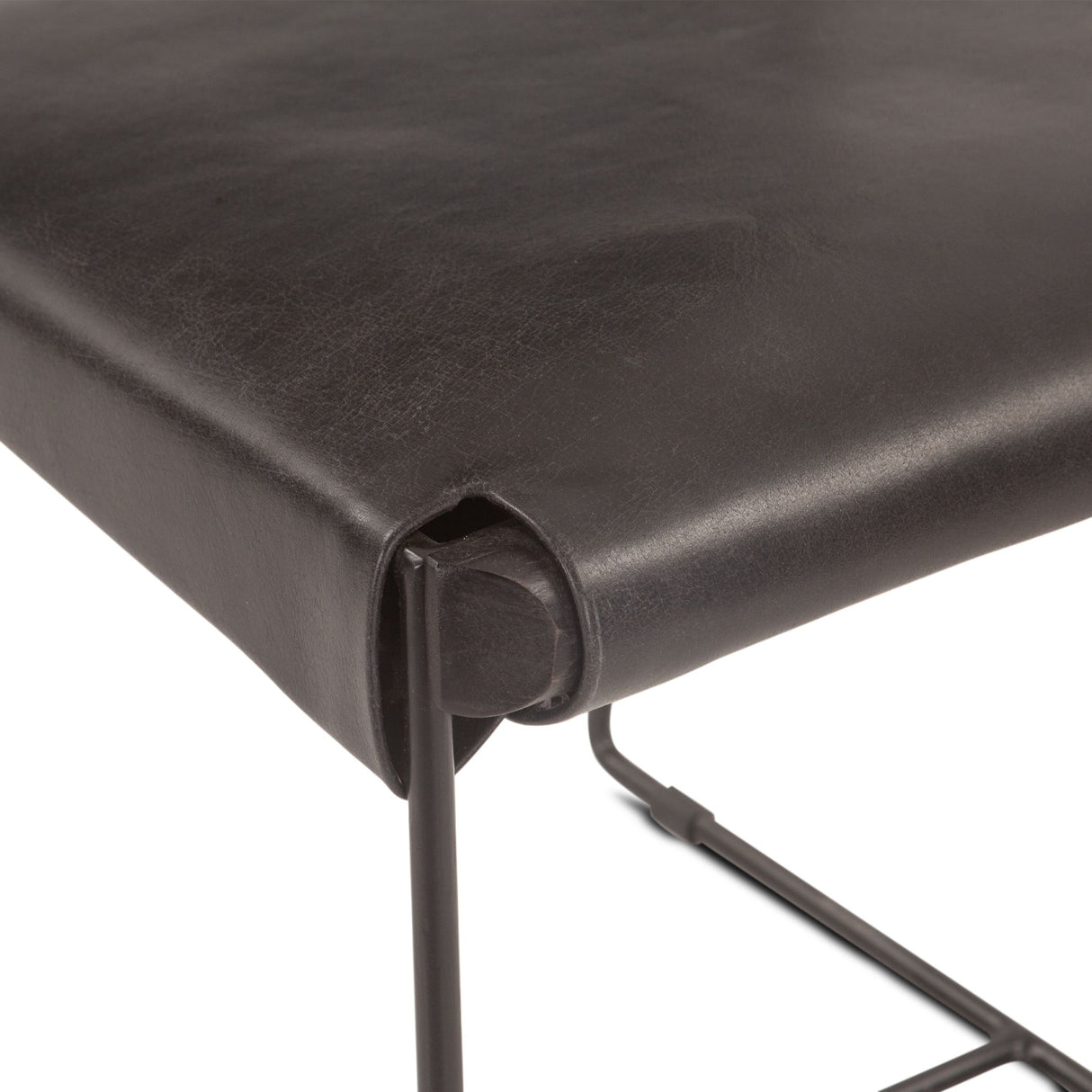 New York 18" Dining Chair in Black Buffalo Leather and Iron, Set of 2 from Home Trends & Design - Luna Furniture