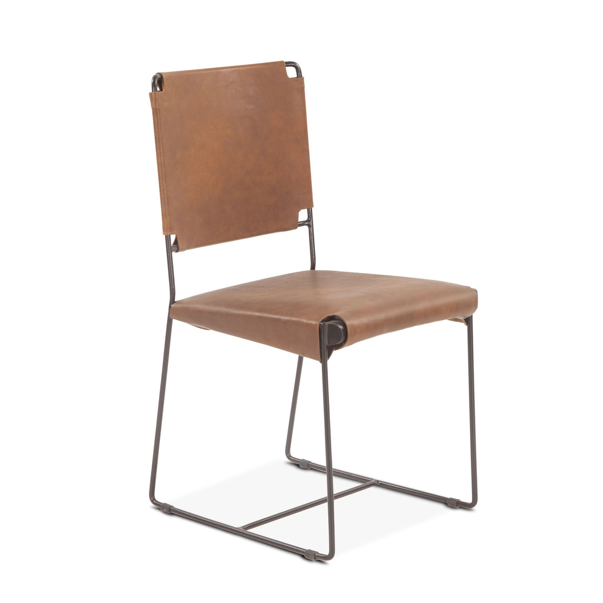 New York 18" Dining Chair in Brown Buffalo Leather and Iron from Home Trends & Design - Luna Furniture