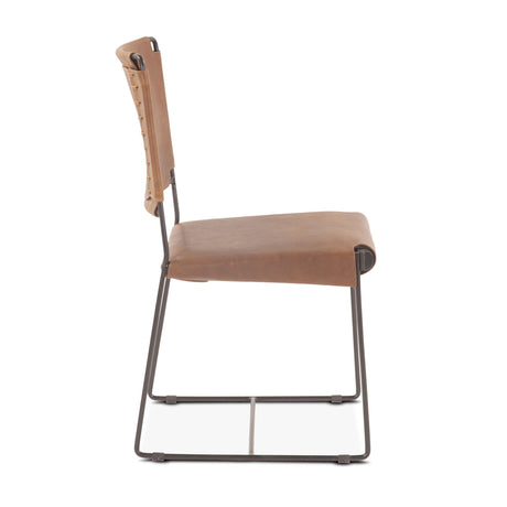 New York 18" Dining Chair in Brown Buffalo Leather and Iron from Home Trends & Design - Luna Furniture