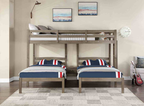 Hortense Warm Gray Triple Twin Bed from Furniture of America - Luna Furniture