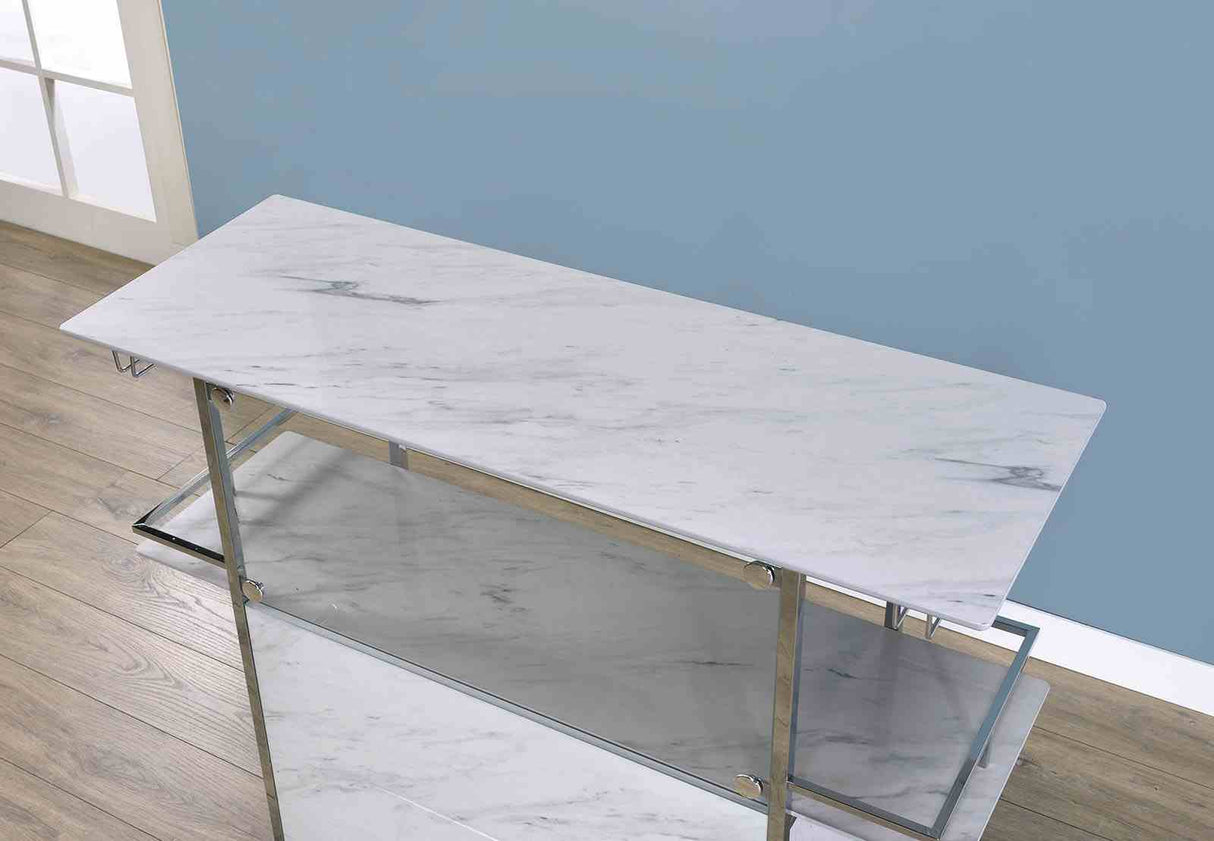 Rianna White/Chrome Bar Table from Furniture of America - Luna Furniture