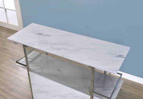 Rianna White/Chrome Bar Table from Furniture of America - Luna Furniture