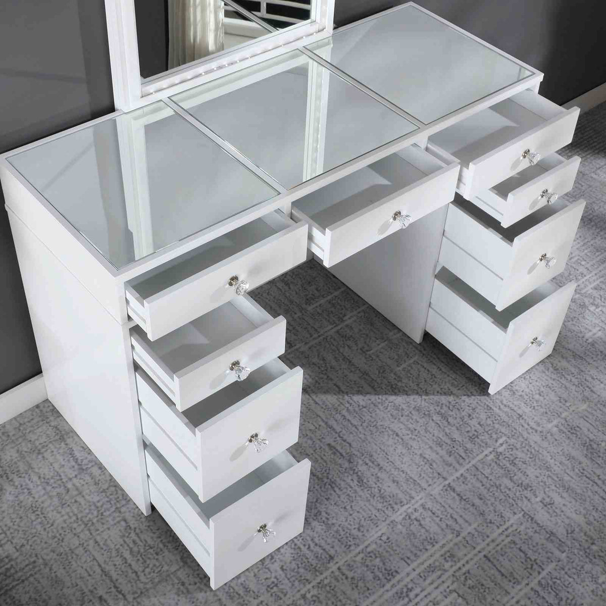 Louise White Vanity with Stool from Furniture of America - Luna Furniture