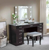 Valentina Obsidian Gray Vanity Set from Furniture of America - Luna Furniture