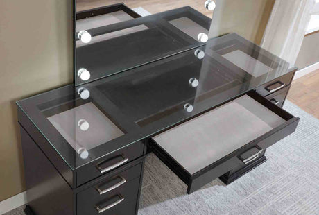 Valentina Obsidian Gray Vanity Set from Furniture of America - Luna Furniture
