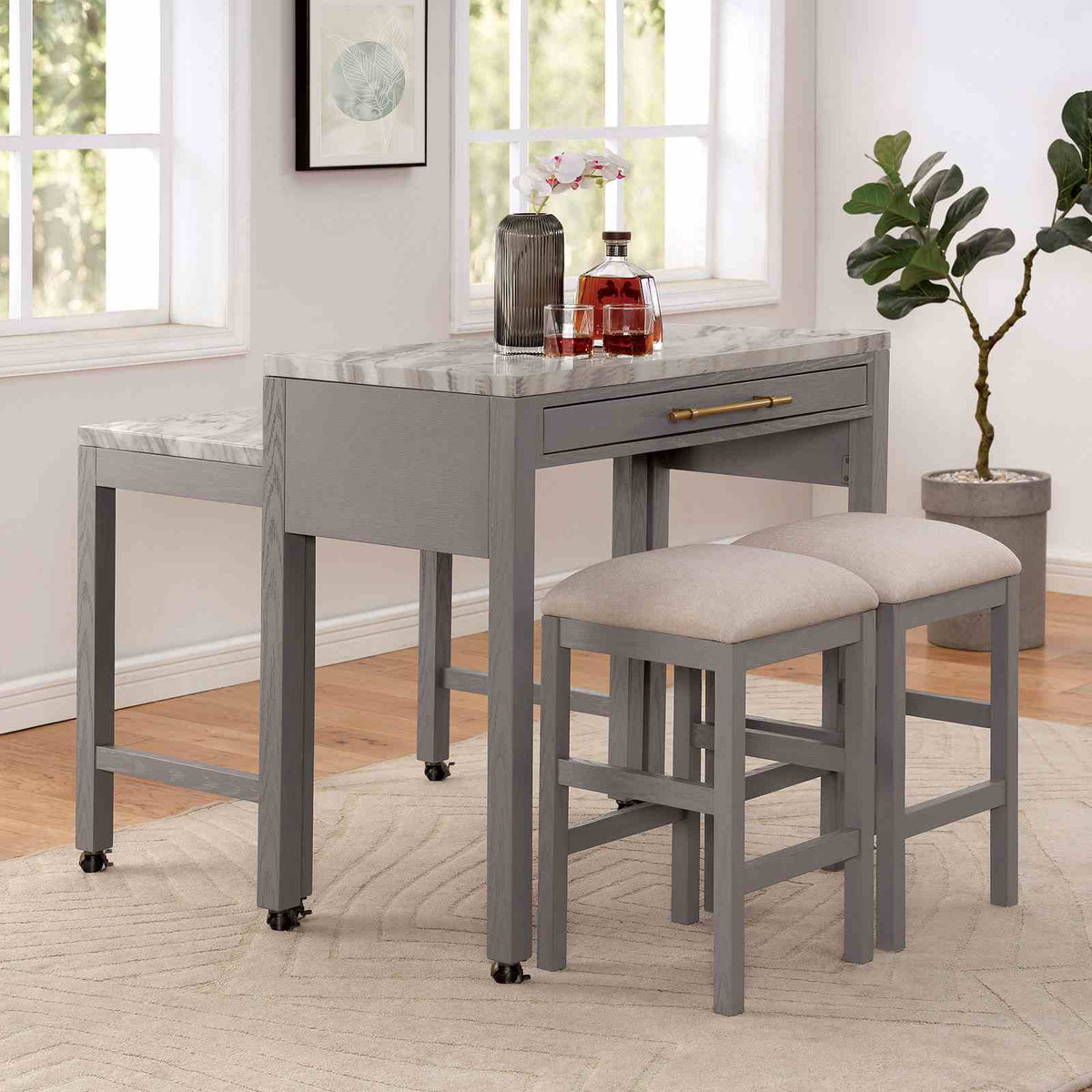 Whitehall White/Light Gray 5-Piece Counter Hight Set from Furniture of America - Luna Furniture