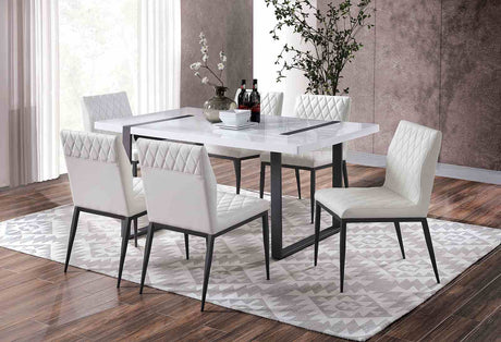 Alessia White/Black 7-Piece Dining Room Set from Furniture of America - Luna Furniture