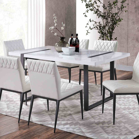 Alessia White/Black 7-Piece Dining Room Set from Furniture of America - Luna Furniture