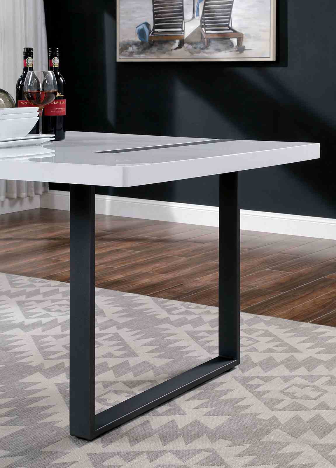 Alessia White/Black 7-Piece Dining Room Set from Furniture of America - Luna Furniture