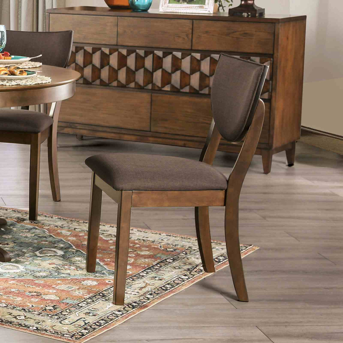 Marina Walnut/Dark Chocolate Side Chair from Furniture of America - Luna Furniture