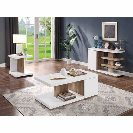 Moa White/Natural Tone End Table from Furniture of America - Luna Furniture