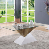 Bima White/Natural Tone Coffee Table from Furniture of America - Luna Furniture