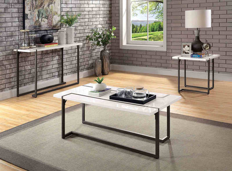 Izar White/Gun Metal Coffee Table from Furniture of America - Luna Furniture