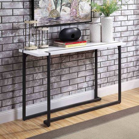 Izar White/Gun Metal Sofa Table from Furniture of America - Luna Furniture