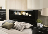 Carlie Black LED King Bed with Shelf Headboard from Furniture of America - Luna Furniture