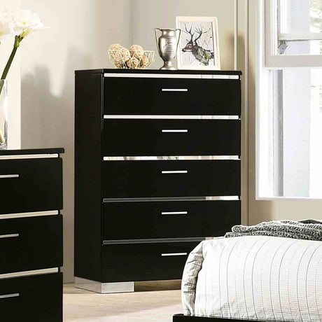 Carlie Black 5-Piece Queen Bedroom Set from Furniture of America - Luna Furniture