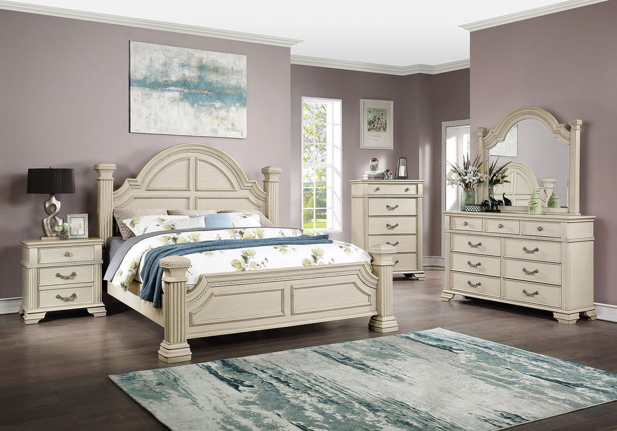 Pamphilos Antique White Queen Bed from Furniture of America - Luna Furniture
