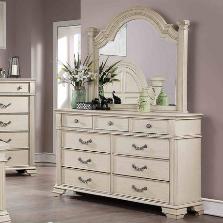 Pamphilos Antique White 5-Piece Queen Bedroom Set from Furniture of America - Luna Furniture