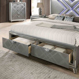 Emmeline Silver LED King Storage Platform Bed from Furniture of America - Luna Furniture