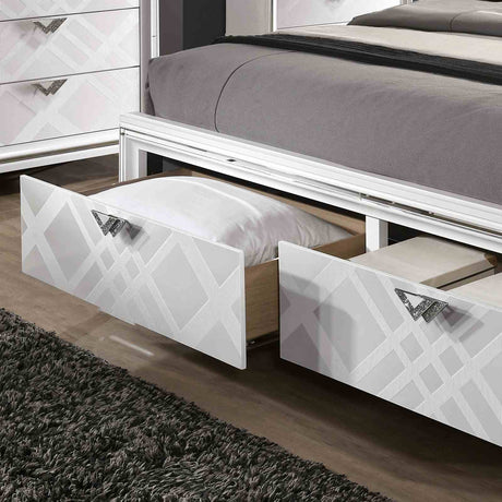 Emmeline White LED Queen Storage Platform Bed from Furniture of America - Luna Furniture