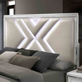Emmeline White LED Queen Storage Platform Bed from Furniture of America - Luna Furniture