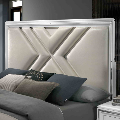 Emmeline White LED Queen Storage Platform Bed from Furniture of America - Luna Furniture