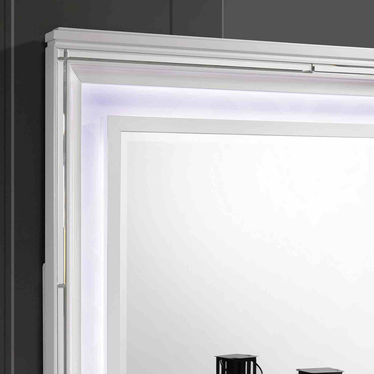 Emmeline White LED Queen Storage Platform Bed from Furniture of America - Luna Furniture