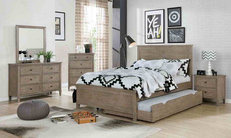 Vevey Wire-Brushed Warm Gray Night Stand from Furniture of America - Luna Furniture