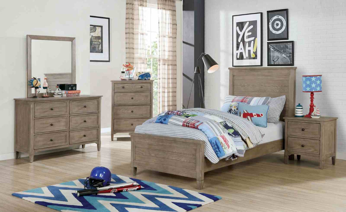 Vevey Wire-Brushed Warm Gray Twin Bed from Furniture of America - Luna Furniture
