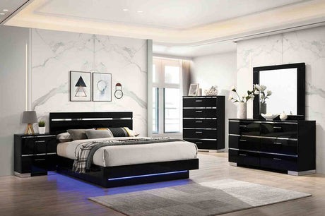 Erlach Black/Chrome 5-Piece Queen Bedroom Set from Furniture of America - Luna Furniture