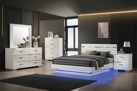 Erlach White/Chrome 5-Piece Queen Bedroom Set from Furniture of America - Luna Furniture