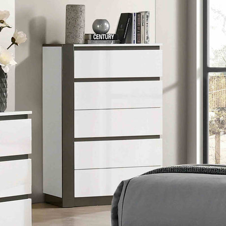 Birsfelden White/Metallic Gray 5-Piece Queen Bedroom Set from Furniture of America - Luna Furniture