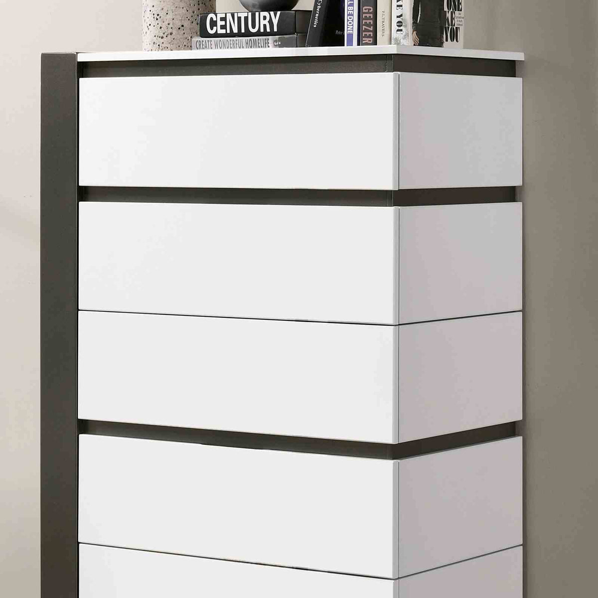 Birsfelden White/Metallic Gray 5-Piece Queen Bedroom Set from Furniture of America - Luna Furniture