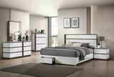 Birsfelden White/Metallic Gray Bed E.King from Furniture of America - Luna Furniture