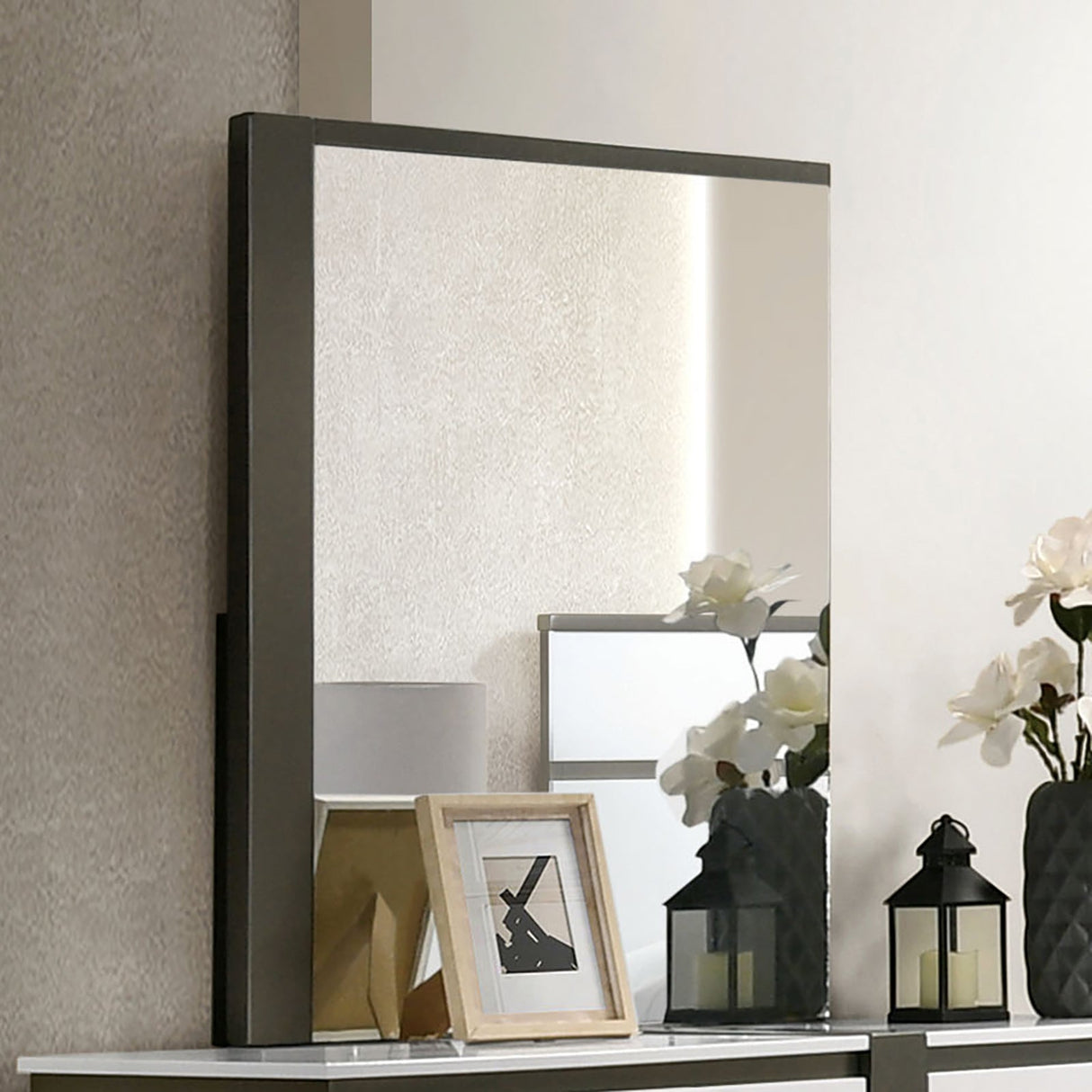 Birsfelden White/Metallic Gray Mirror (Mirror Only) from Furniture of America - Luna Furniture