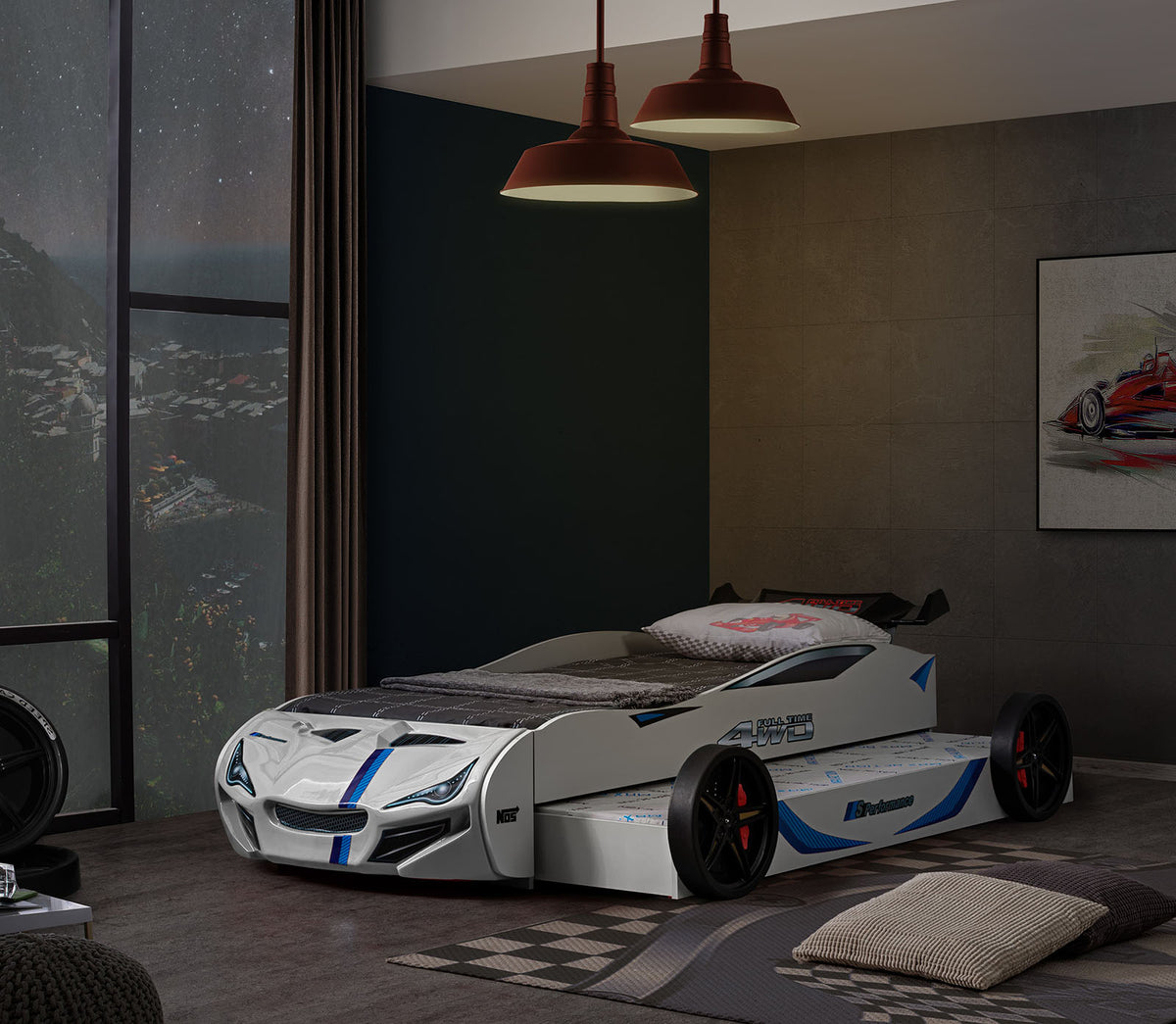 Tracklite White Car Bed from Furniture of America - Luna Furniture