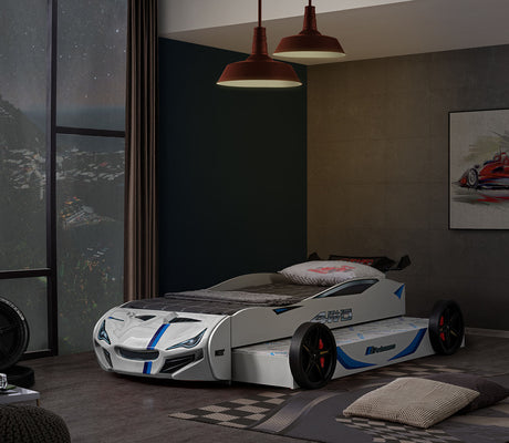 Tracklite White Car Bed from Furniture of America - Luna Furniture