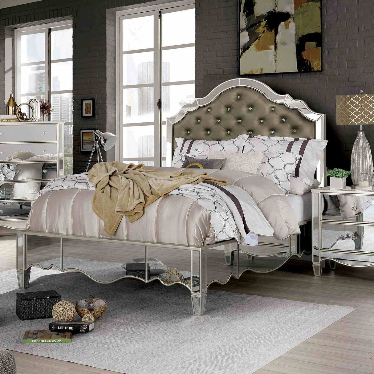 Eliora Silver E.King Bed from Furniture of America - Luna Furniture
