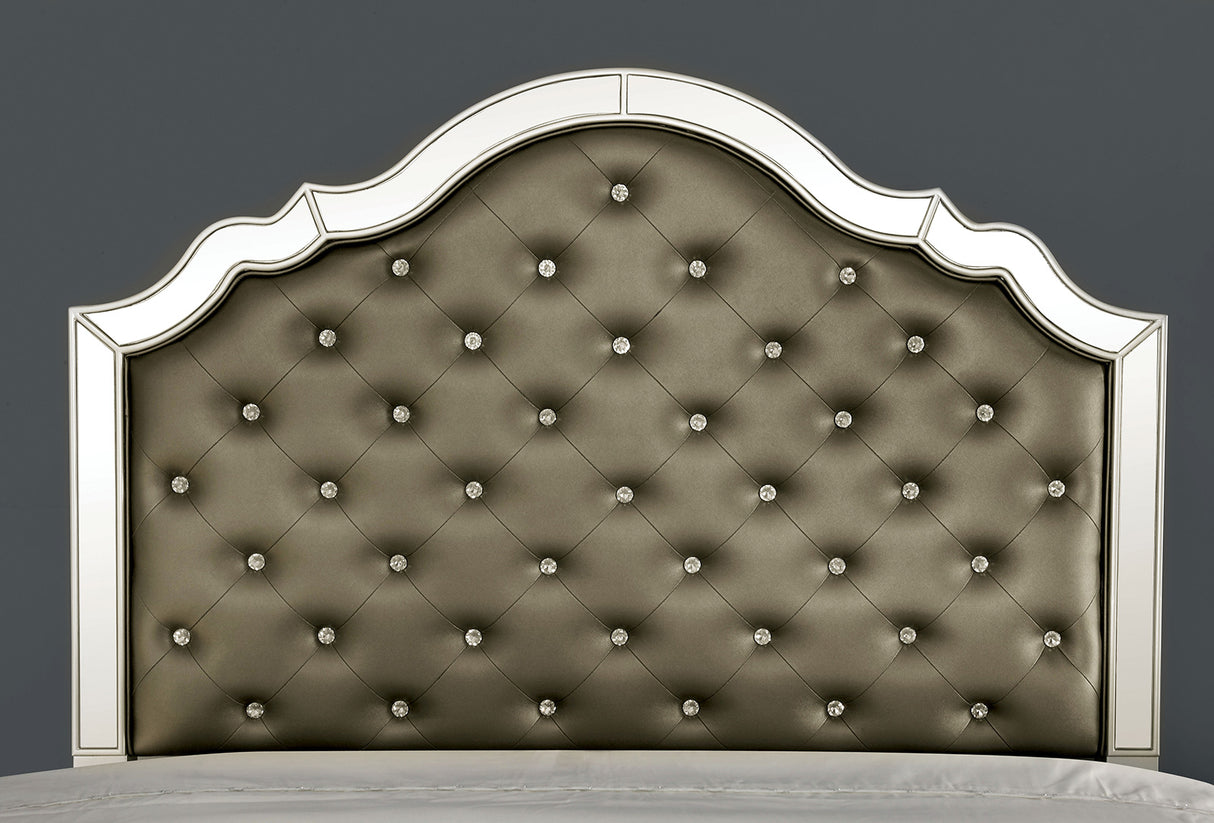 Eliora Silver Button Tufted Queen Bed from Furniture of America - Luna Furniture