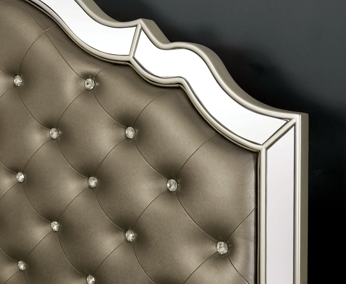 Eliora Silver Button Tufted Queen Bed from Furniture of America - Luna Furniture