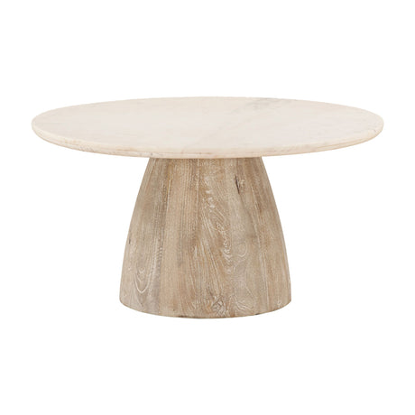 Palm Springs 36" Coffee Table with White Marble and Whitewash Modern Base from Home Trends & Design - Luna Furniture