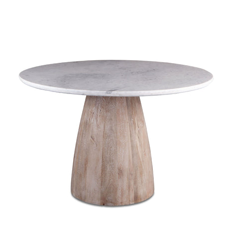 Palm Springs 48" Round Dining Table with White Marble and Whitewash Modern Base from Home Trends & Design - Luna Furniture