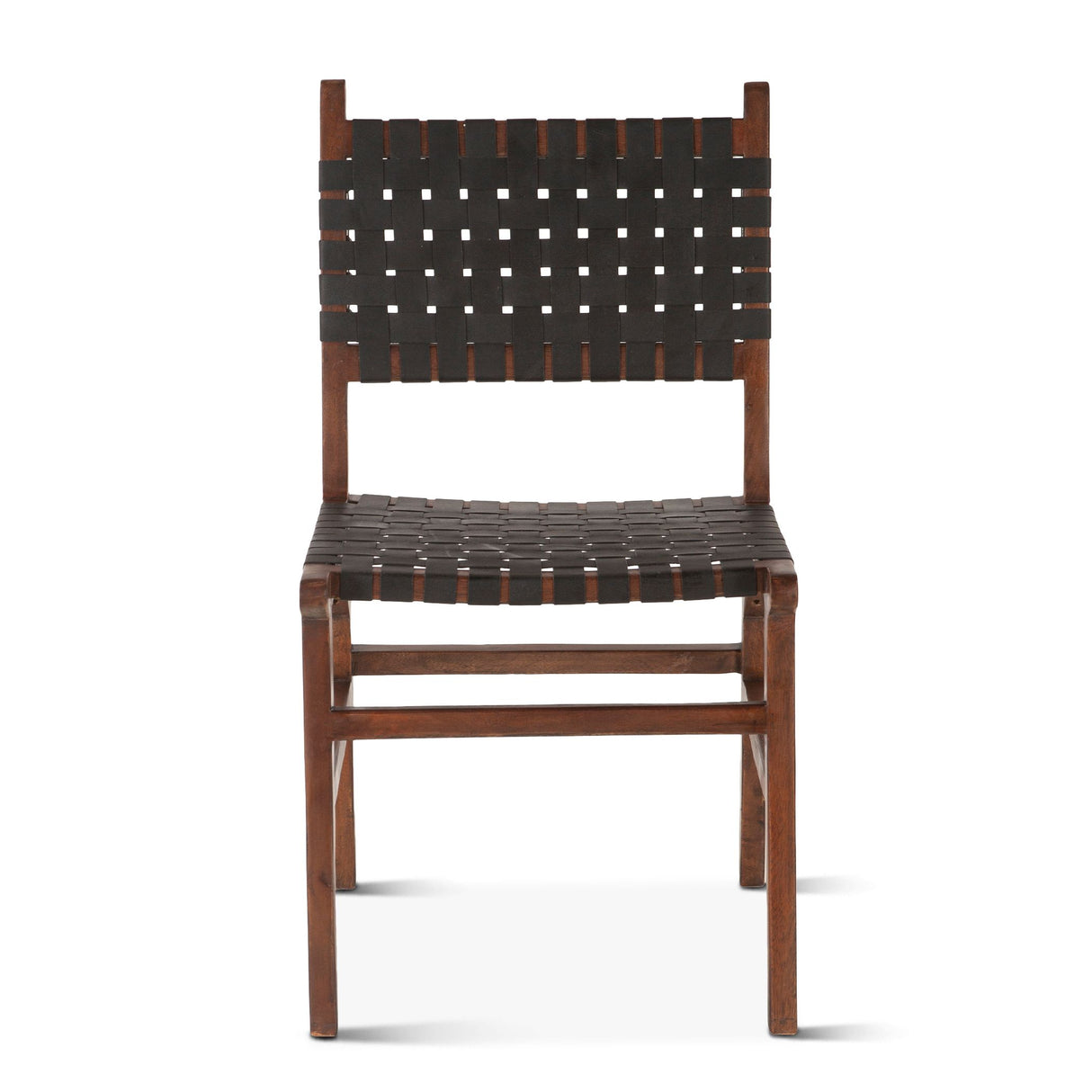 Palermo 18" Dining Chair with Black Leather in Matte Brown, Set of 2 from Home Trends & Design - Luna Furniture