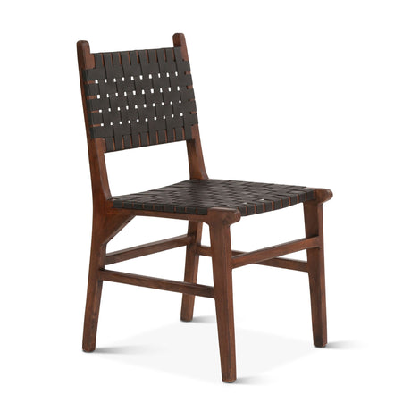 Palermo 18" Dining Chair with Black Leather in Matte Brown, Set of 2 from Home Trends & Design - Luna Furniture