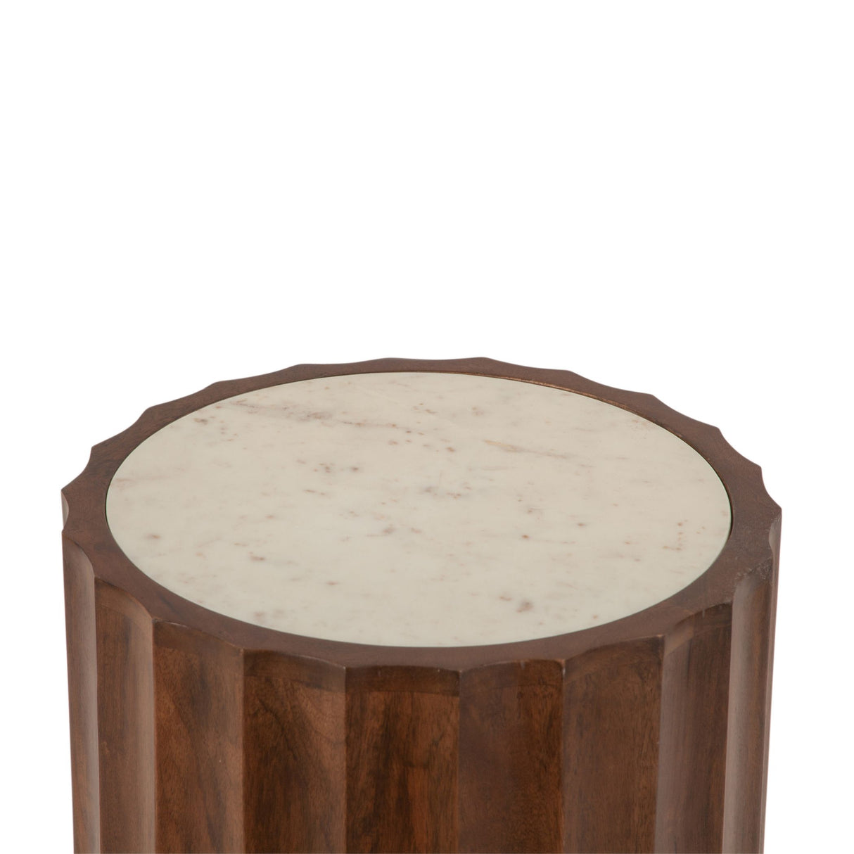 Palermo 18" Round Side Table with White Marble and Royal Brown Base from Home Trends & Design - Luna Furniture