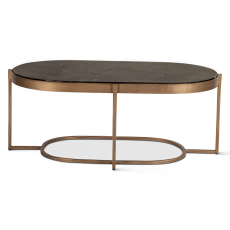 Reno 43" Coffee Table with Black Marble and Antique Brass Base from Home Trends & Design - Luna Furniture