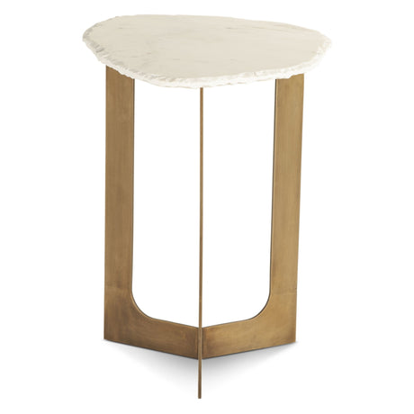 Reno 24" Side Table in White Marble and Antique Brass Base from Home Trends & Design - Luna Furniture