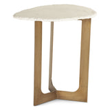 Reno 24" Side Table in White Marble and Antique Brass Base from Home Trends & Design - Luna Furniture