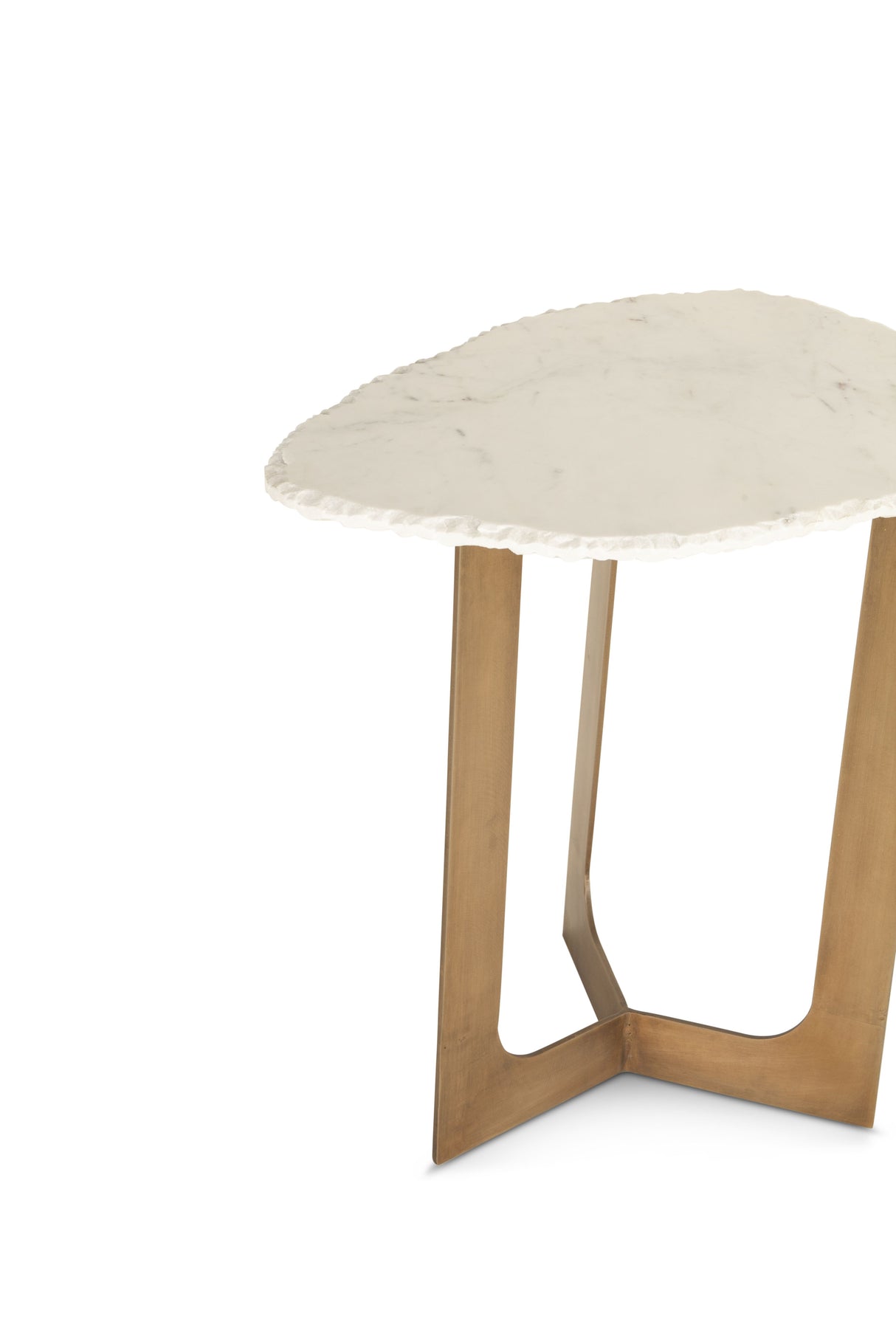Reno 24" Side Table in White Marble and Antique Brass Base from Home Trends & Design - Luna Furniture